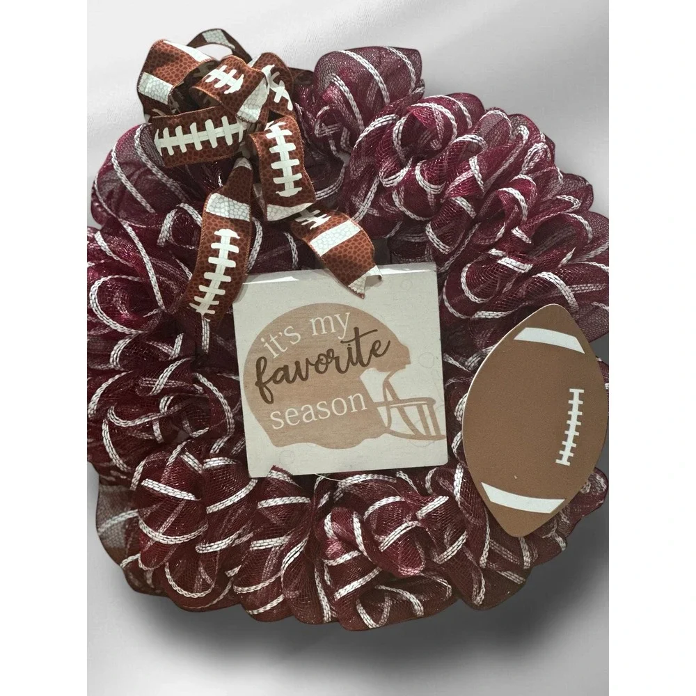 Football Wreath: Maroon and White